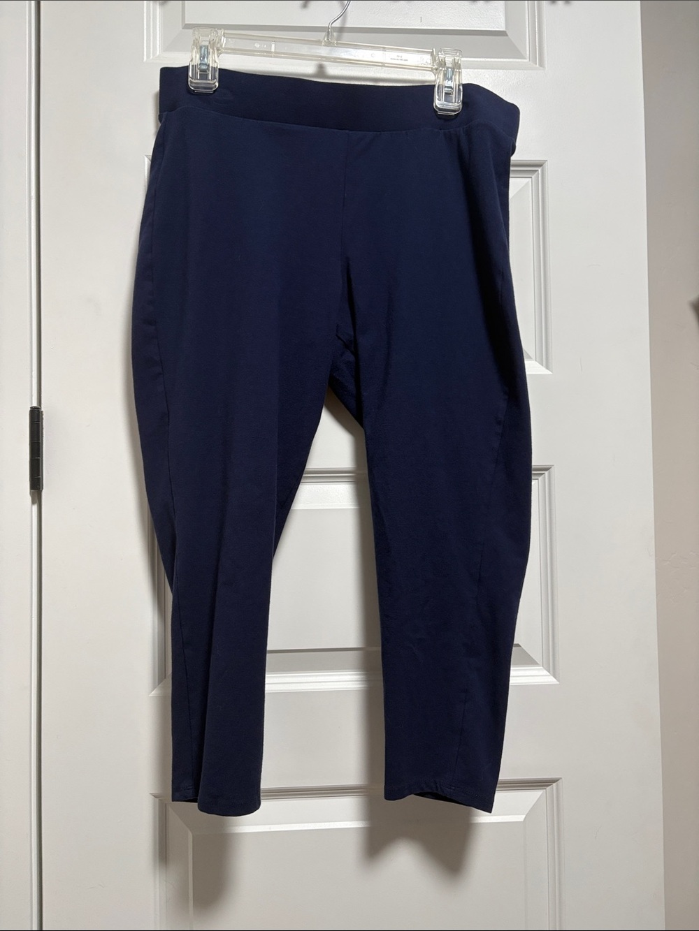 Navy Stretch Pull-On Cropped Pants
